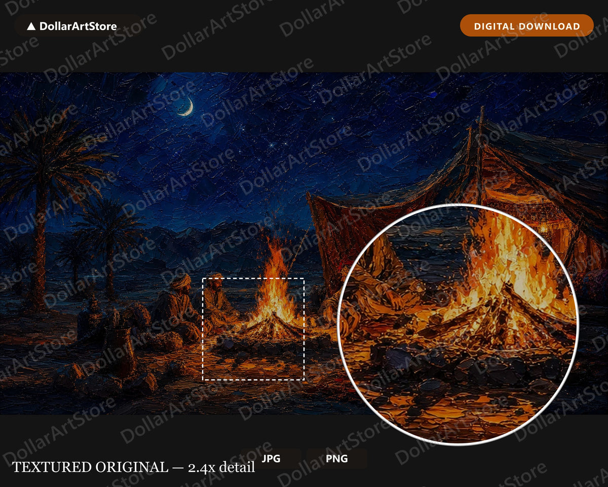 Cozy Desert Night Frame TV Art, Starry Sky Campfire Samsung TV Screensaver Download