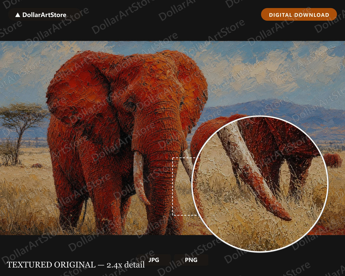 Cozy Textured Elephant Herd Frame TV Art, Samsung Frame TV Digital Download, 4K African Scenery