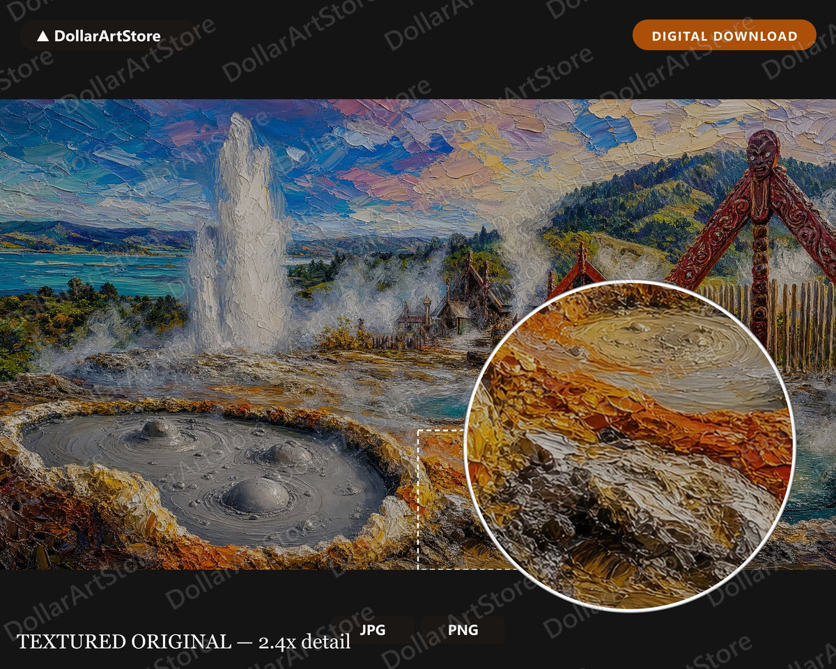 Cozy Rotorua Geothermal Frame TV Art, Samsung Frame TV 4K Digital Download, Textured Landscape Screensaver