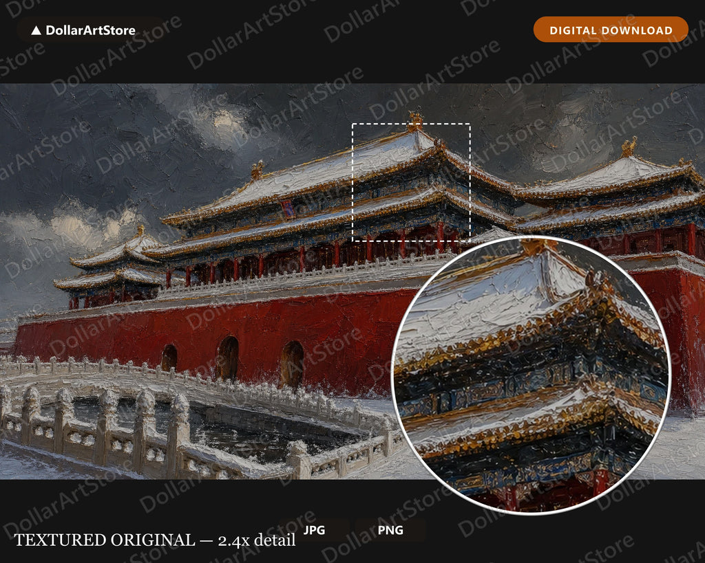 Cozy Winter East Asia Frame TV Art, Samsung Frame TV Digital Download, 4K Textured Snow Scenery