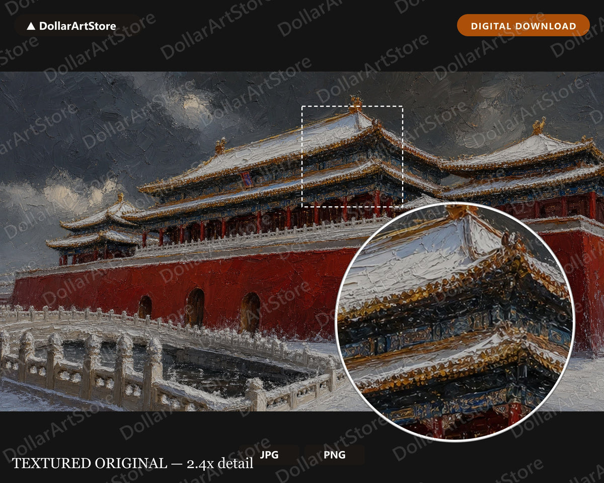 Cozy Winter East Asia Frame TV Art, Samsung Frame TV Digital Download, 4K Textured Snow Scenery