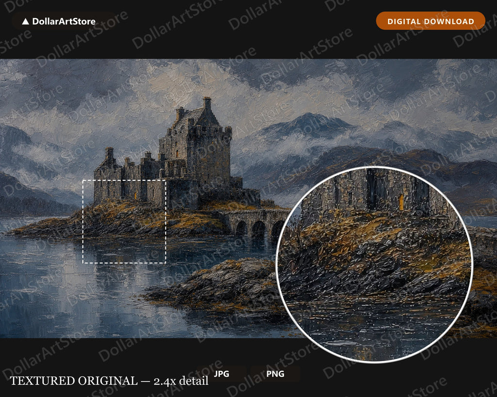 Cozy Textured Castle Frame TV Art, Scottish Highlands Scenery Samsung Frame TV Digital Download 4K