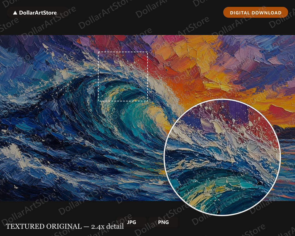Textured Ocean Wave Sunset Frame TV Art, Samsung Frame TV Digital Download, 4K Screensaver
