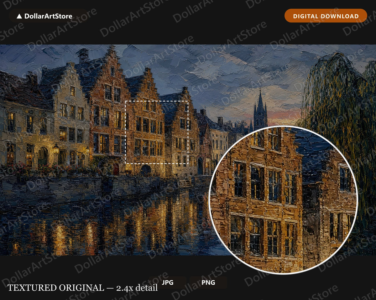 Cozy European Canal Frame TV Art, Samsung Frame TV Digital Download, 4K Textured Screensaver
