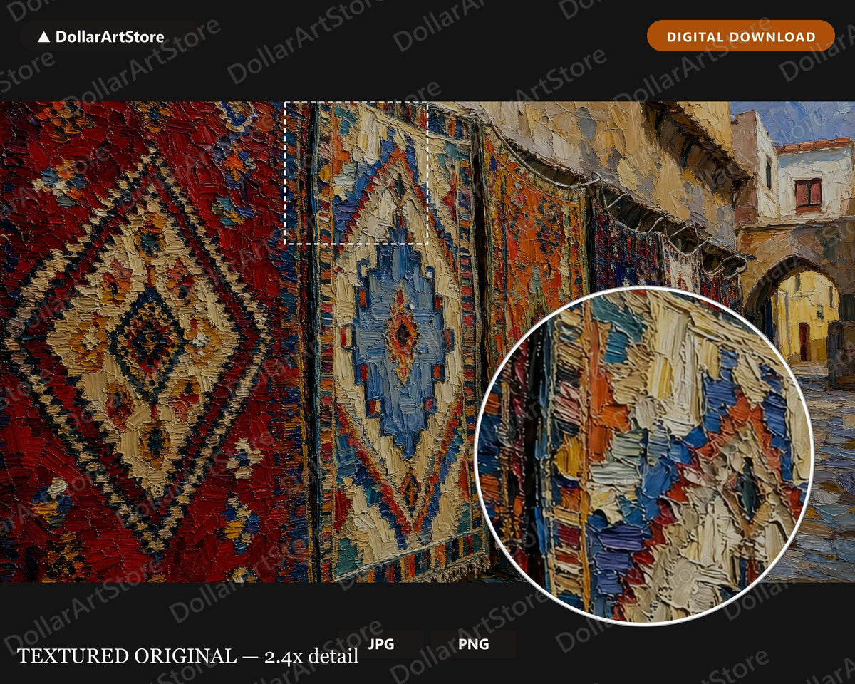 Cozy North African Textured Frame TV Art, Samsung Frame TV Digital Download, Moroccan Rug Market Screensaver 4K