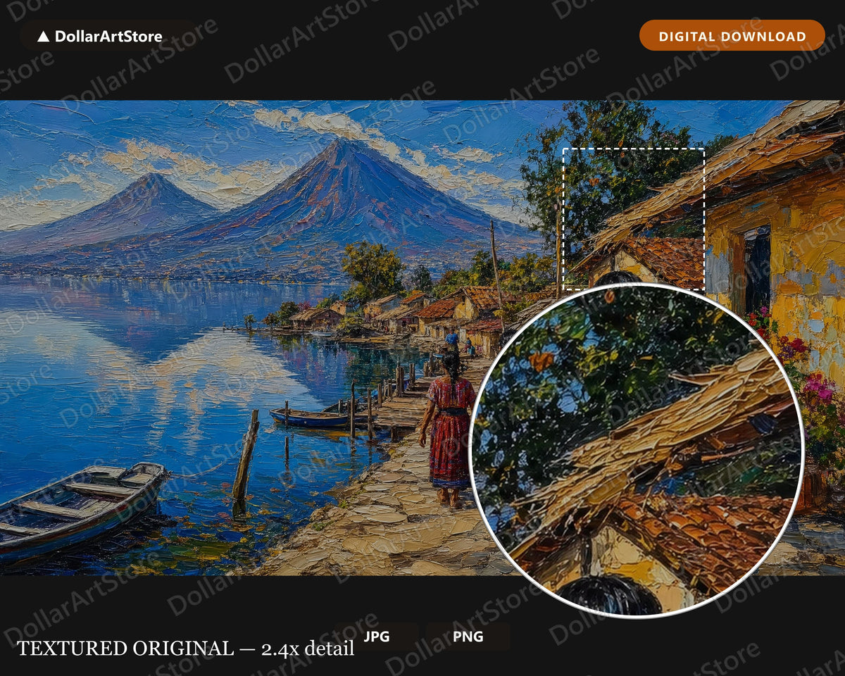 Cozy Lake Village Frame TV Art, Samsung Frame TV Digital Download, 4K Scenic Landscape Screensaver