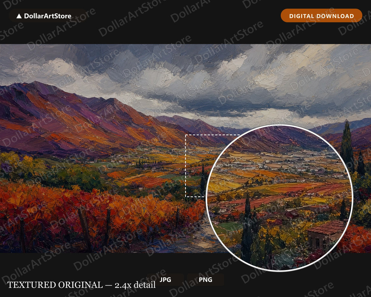 Cozy Tuscan Vineyard Frame TV Art, Autumn Landscape Samsung Frame Digital Download 4K