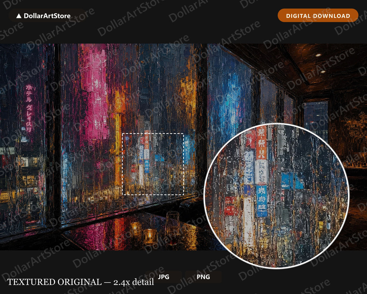 Moody Neon Tokyo Jazz Lounge Samsung Frame TV Art  Cozy Dark Textured Urban Screensaver