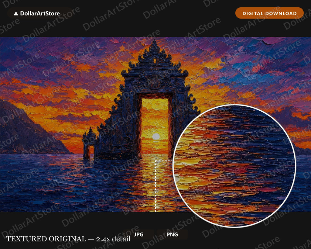 Cozy Sunset Frame TV Art, East Asian Temple Landscape, Samsung Frame TV Digital Download 4K