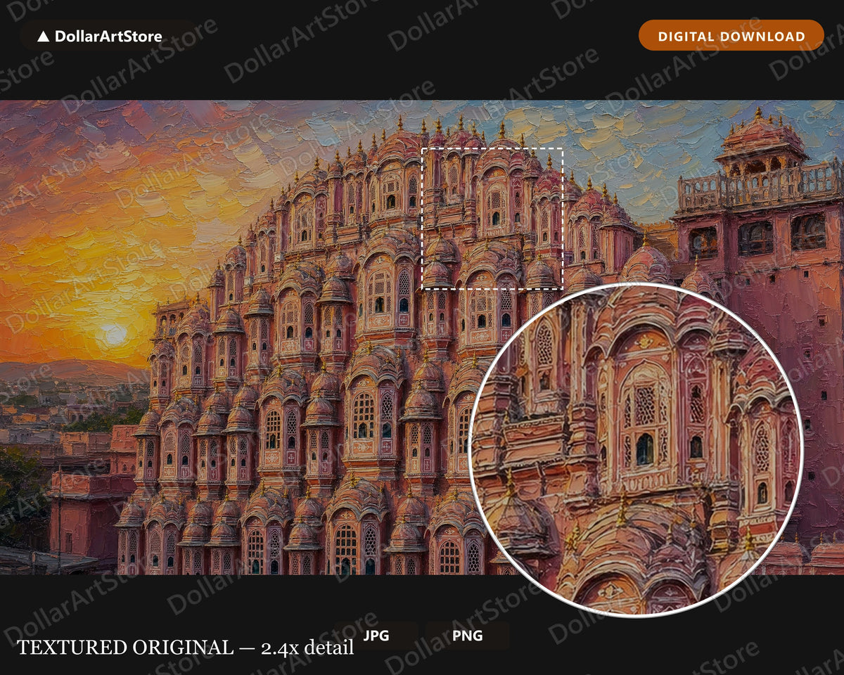 Cozy Sunset Scenery Frame TV Art, Hawa Mahal Palace 4K Digital Download Samsung Frame TV Screensaver
