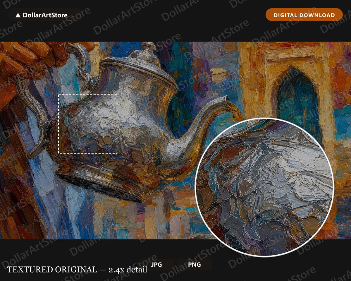 Cozy North Africa Frame TV Art, Textured Teapour Scene Samsung TV Digital Download