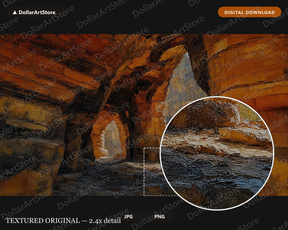 Earthy Canyon Frame TV Art, Textured Sandstone Scenery, Samsung Frame TV 4K Digital Download