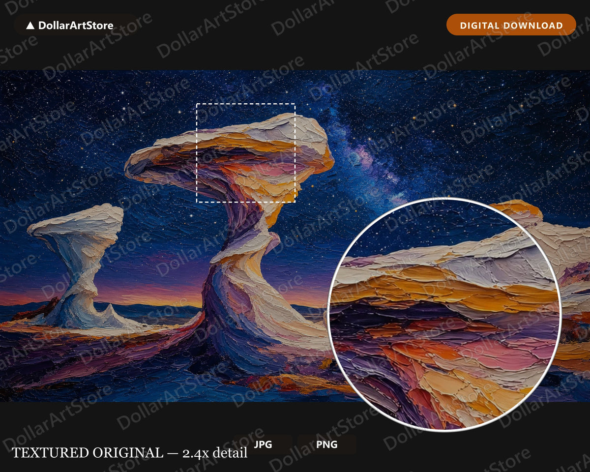 Cozy Desert Landscape Frame TV Art, Samsung Frame TV Digital Download, Starry Night Scenery 4K