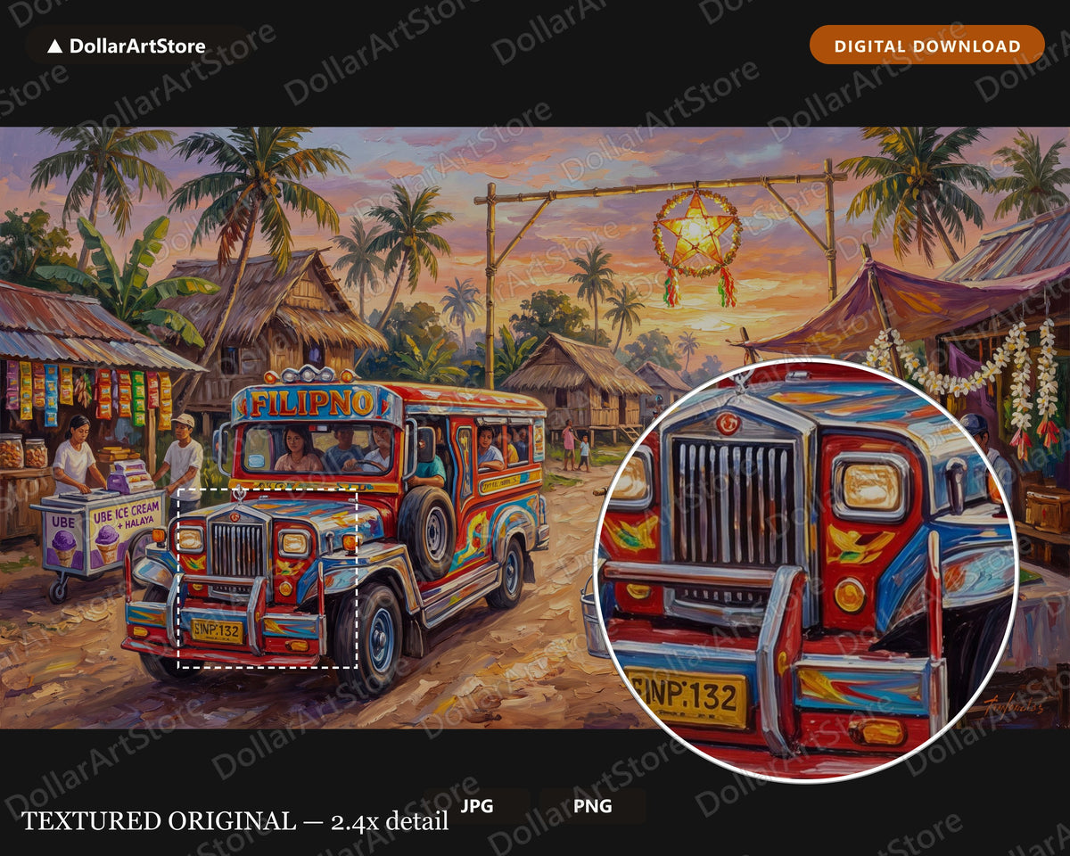 Cozy Filipino Village Frame TV Art, Samsung Frame TV 4K Digital Download, Tropical Scenery