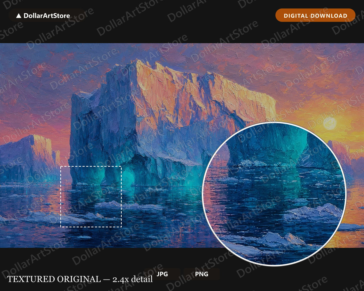 Arctic Icebergs Frame TV Art, Cozy Polar Landscape Samsung Frame TV Digital Download, 4K Textured Scenery