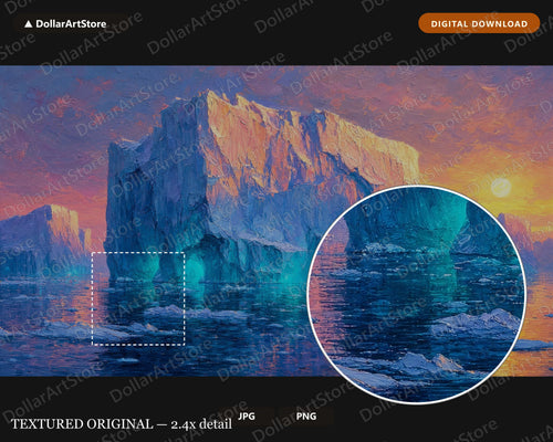 Arctic Icebergs Frame TV Art, Cozy Polar Landscape Samsung Frame TV Digital Download, 4K Textured Scenery