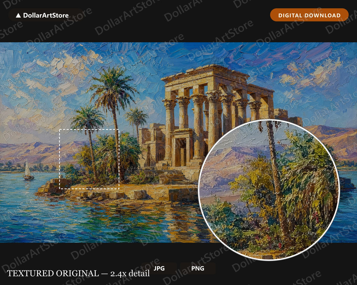 Cozy Ancient Ruins Frame TV Art, Samsung Frame TV Digital Download, 4K Egypt Nile Scenery