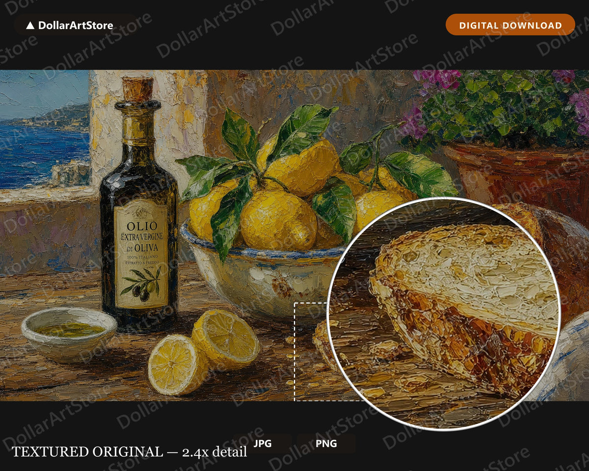 Cozy Mediterranean Table Frame TV Art, Samsung Frame TV Digital Download, 4K Textured Coastal Scenery