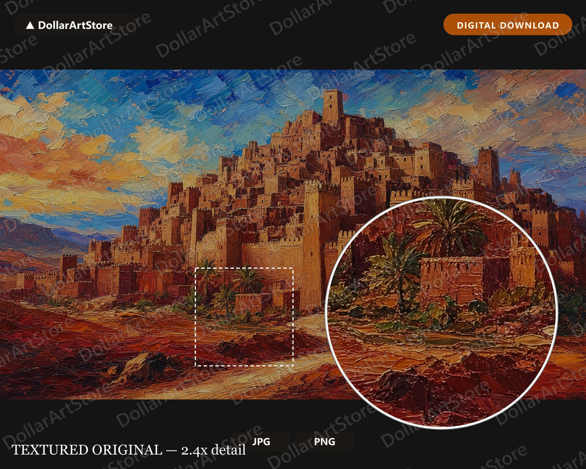 Cozy Desert Kasbah Frame TV Art, Textured North Africa Landscape 4K Samsung Frame