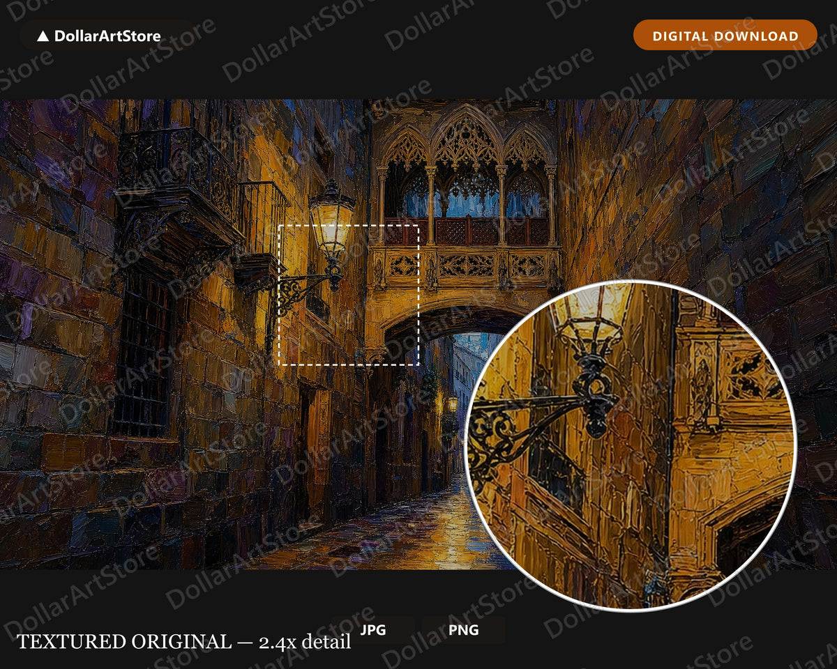 Moody Gothic Alley Frame TV Art, Barcelona Street Samsung Frame Digital Download, Dark Textured 4K TV Screensaver
