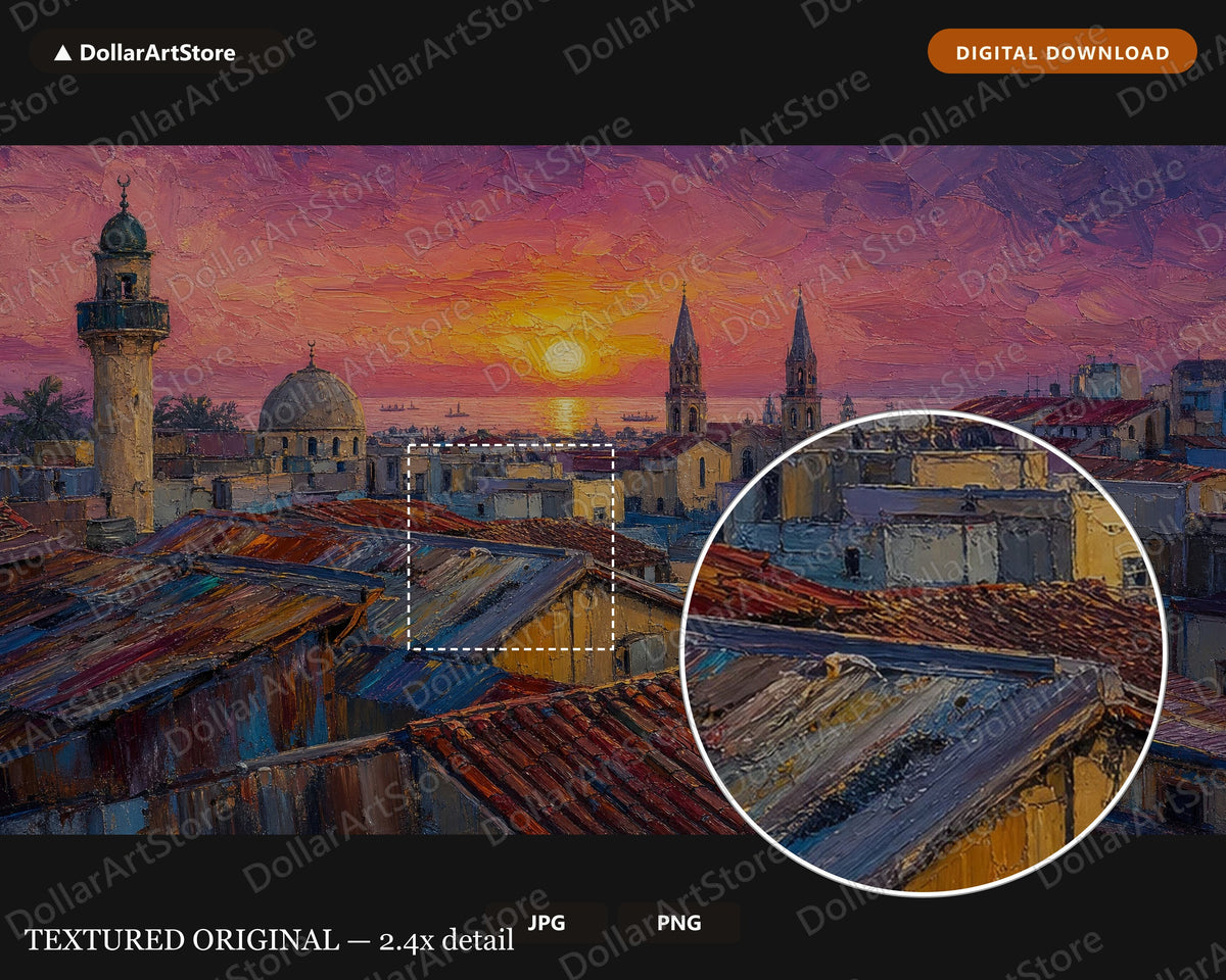 Cozy Textured Sunset Frame TV Art, African Cityscape Samsung Frame TV Digital Download 4K