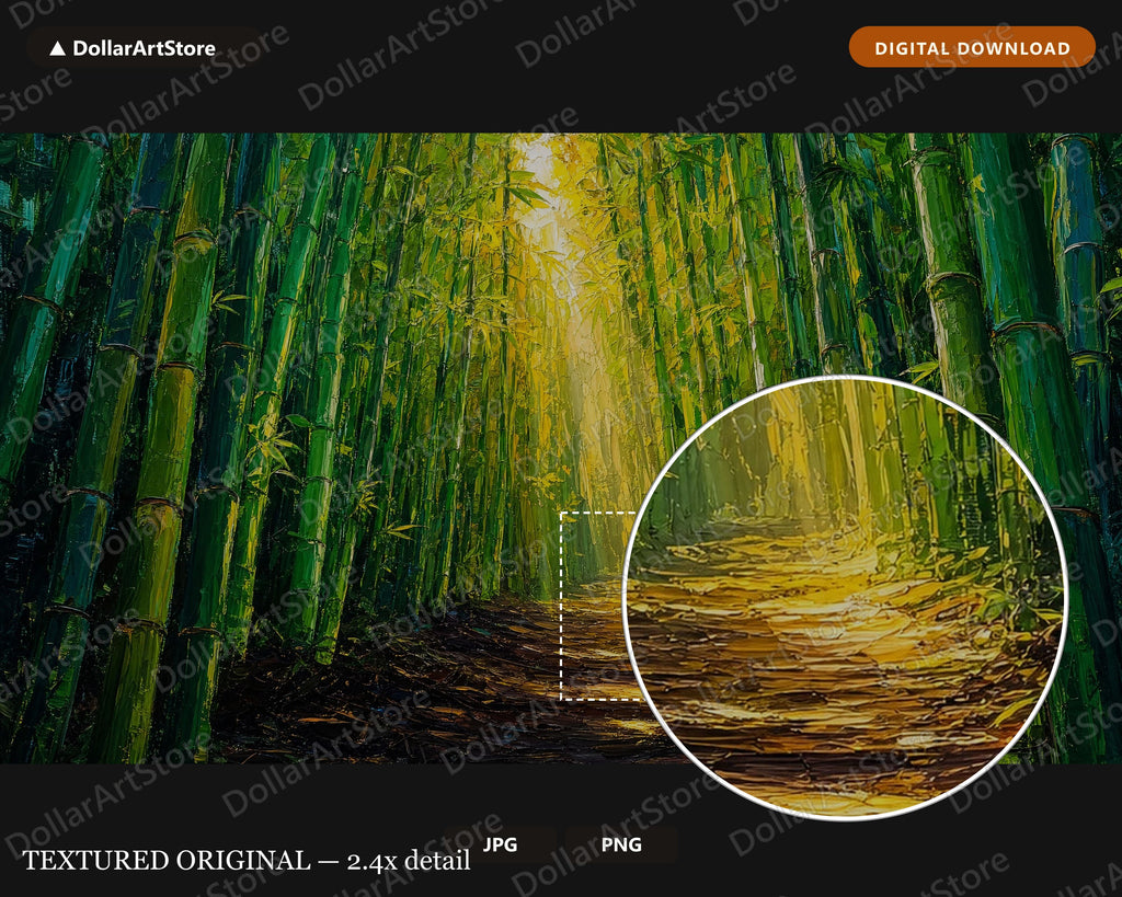 Cozy Bamboo Forest Frame TV Art, Serene Landscape Samsung Digital Download, 4K Textured Scenery