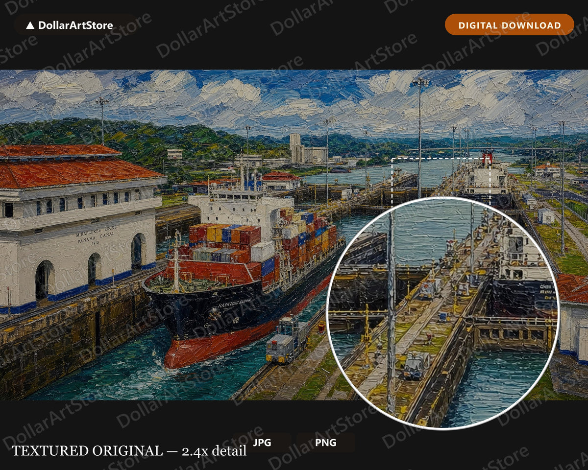 Cozy Panama Canal Frame TV Art, Samsung Frame TV Digital Download, 4K Textured Scenic Art