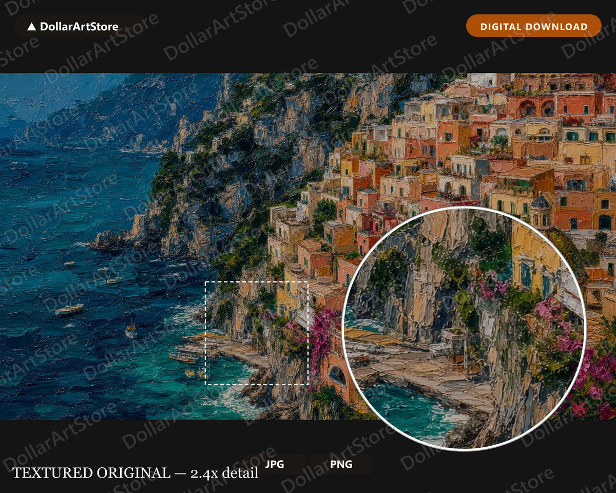 Cozy Amalfi Coast Frame TV Art, Positano Italy Scenery, Samsung Frame TV Digital Download 4K