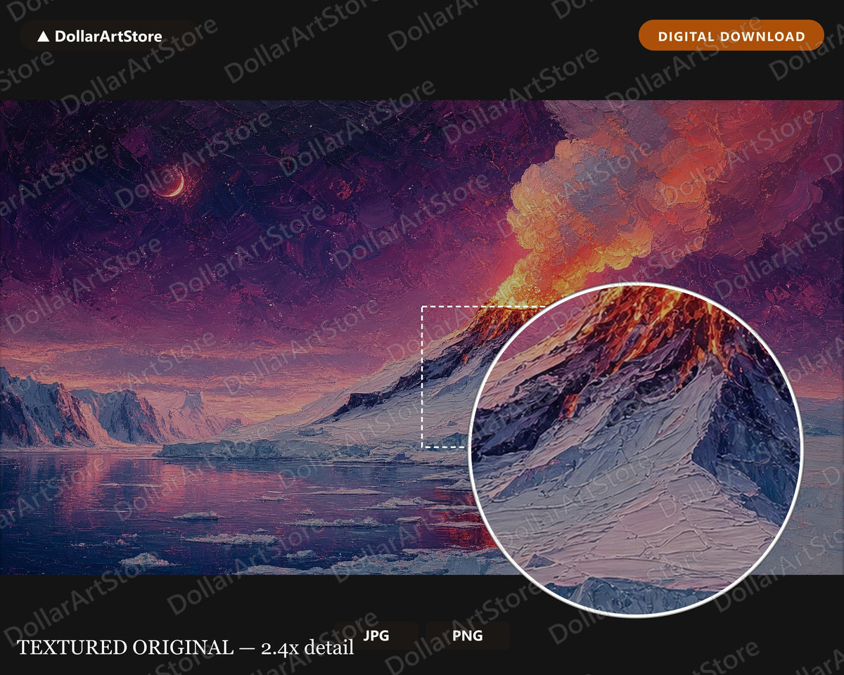 Erupting Winter Arctic Volcano Samsung Frame TV Art