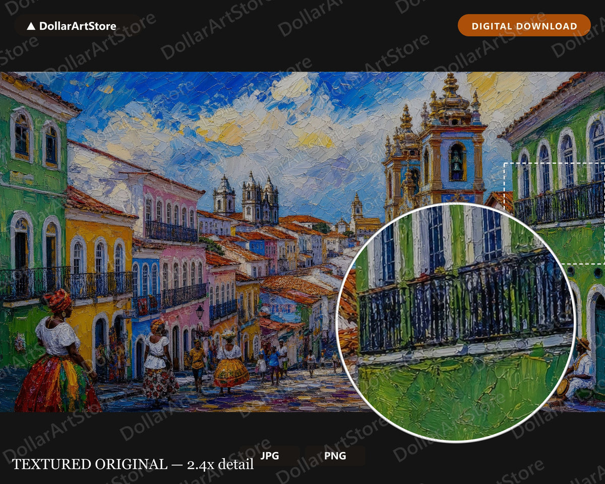 Cozy Colonial Street Frame TV Art, Samsung Frame TV Digital Download, Vibrant Textured Americas Scenery