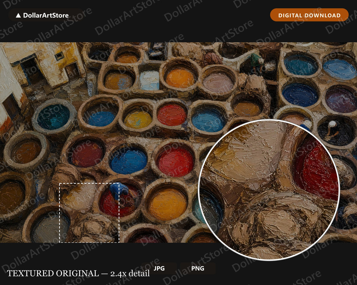 Cozy Earthy Frame TV Art, North Africa Leather Dye Vats, Samsung TV Digital Download 4K