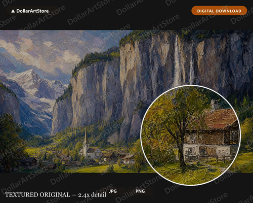 Cozy Alpine Valley Frame TV Art, Scenic Mountain Landscape Samsung Frame TV Digital Download