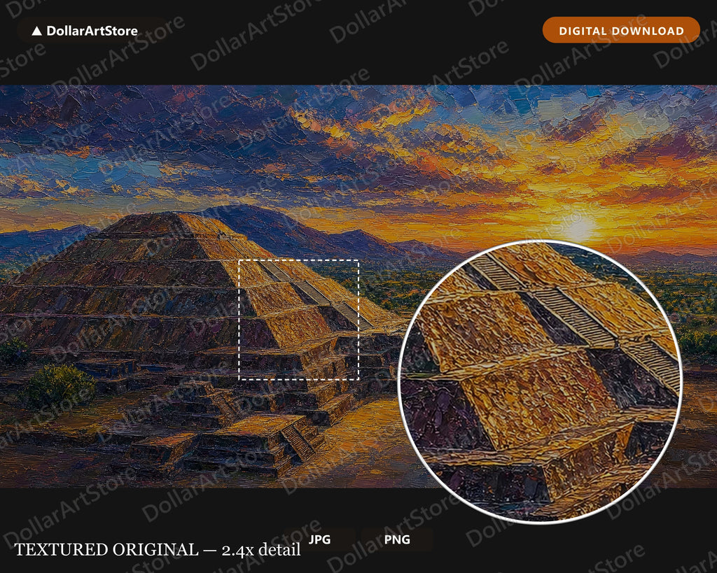 Cozy Textured Landscape Frame TV Art, Sunset Pyramids Samsung TV Digital Download, 4K Scenery Screensaver