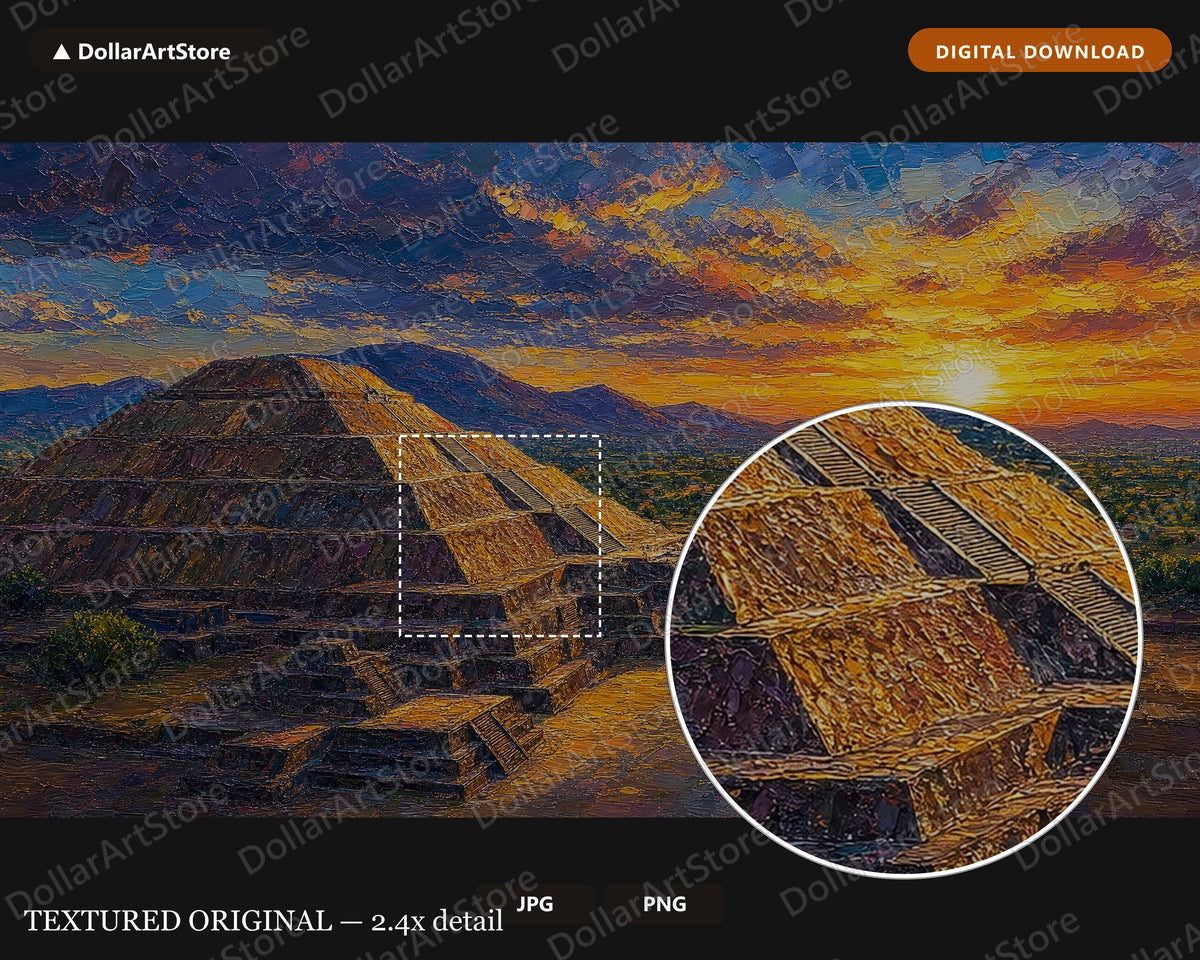 Cozy Textured Landscape Frame TV Art, Sunset Pyramids Samsung TV Digital Download, 4K Scenery Screensaver
