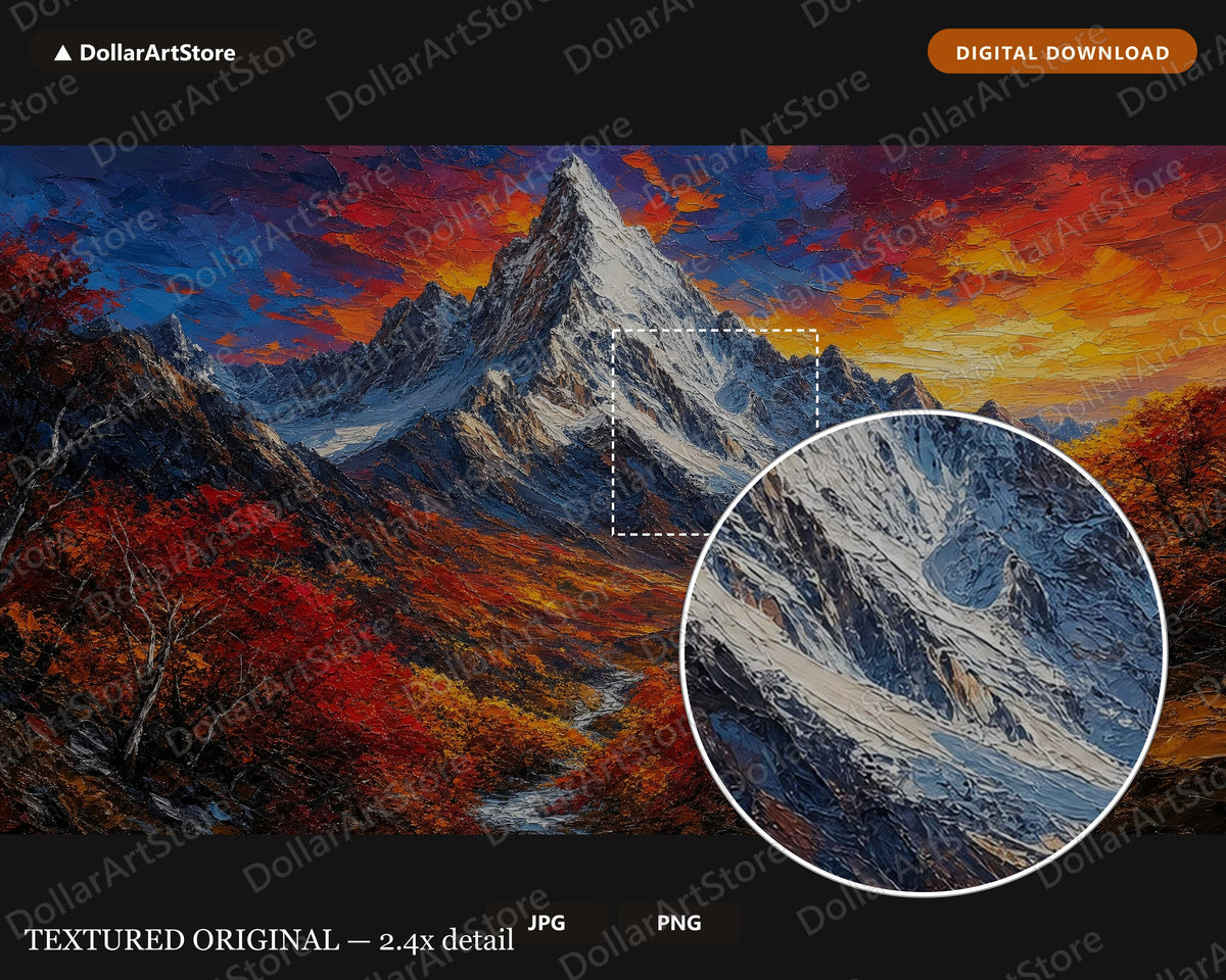 Snowy Mountain Landscape Frame TV Art, Samsung Frame TV Digital Download, 4K Scenic Autumn Valley Screensaver