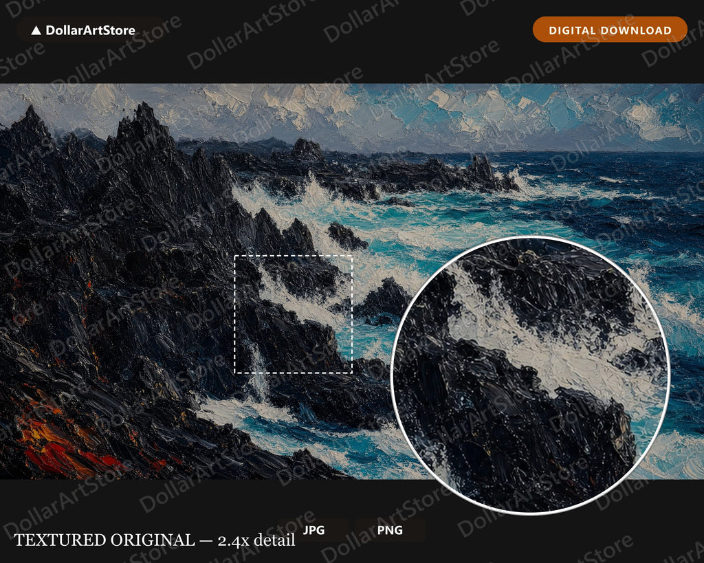 Moody Coastal Scenery Frame TV Art, Samsung Frame TV Digital Download, 4K Textured Ocean Landscape