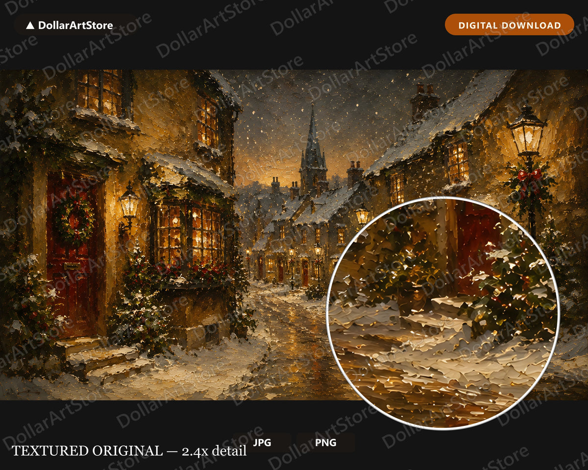 Cozy Christmas Street Frame TV Art, Samsung Frame TV Digital Download, 4K Holiday Scenery