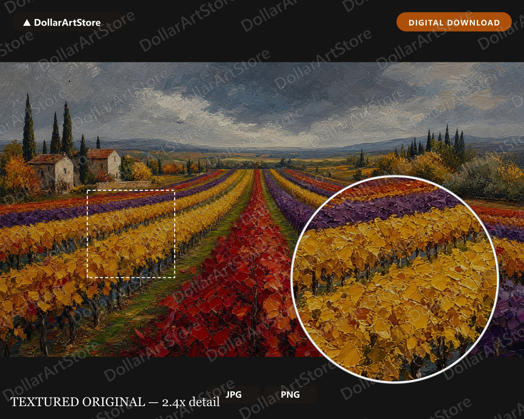 Cozy Tuscan Vineyard Frame TV Art, Samsung Frame TV Digital Download, 4K Textured Autumn Scenery
