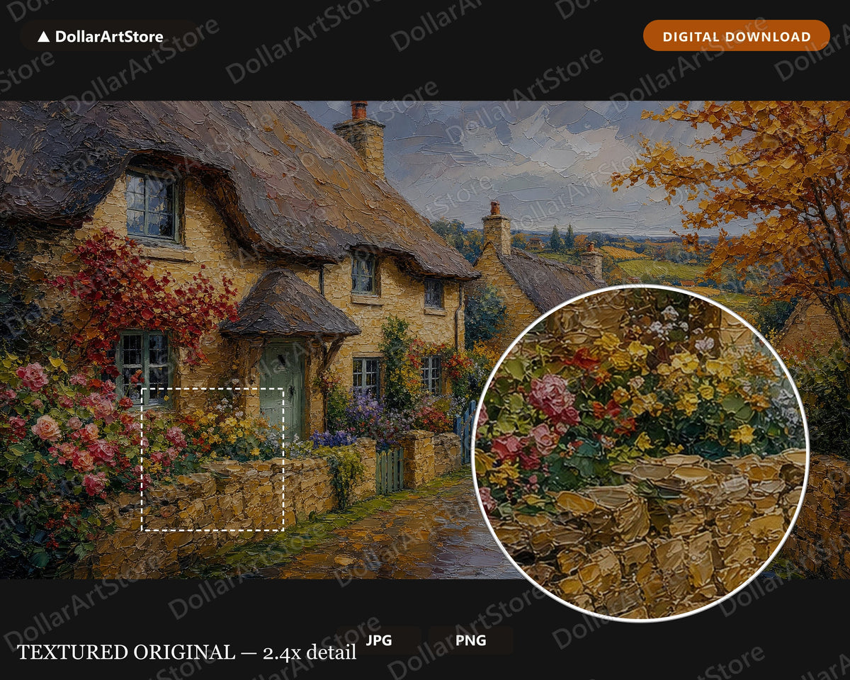 Cozy Rustic Cottage Frame TV Art, Textured Scenery Samsung Digital Download, 4K Earthy Landscape