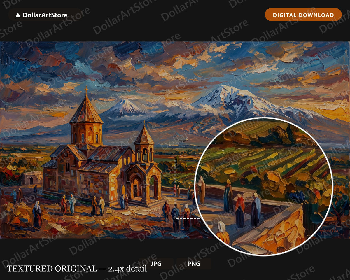 Armenian Monastery Frame TV Art, Mount Ararat Landscape Samsung TV Download