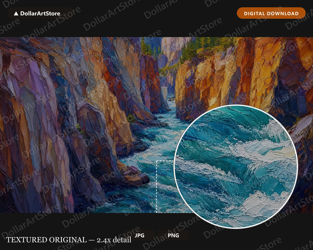 Cozy Canyon Scenery Frame TV Art, Textured River Gorge Samsung Frame TV Digital Download, 4K Landscape Screensaver
