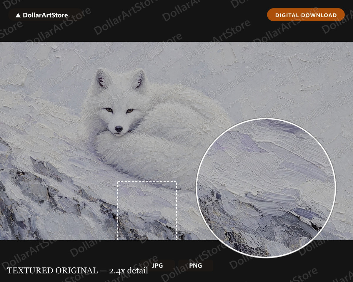 Cozy Arctic Fox Frame TV Art, Samsung Frame TV Digital Download, 4K Textured Winter Screensaver