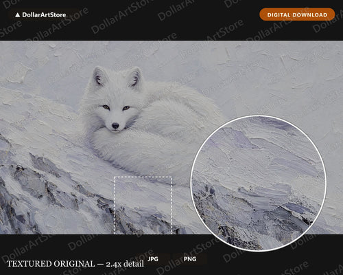 Cozy Arctic Fox Frame TV Art, Samsung Frame TV Digital Download, 4K Textured Winter Screensaver