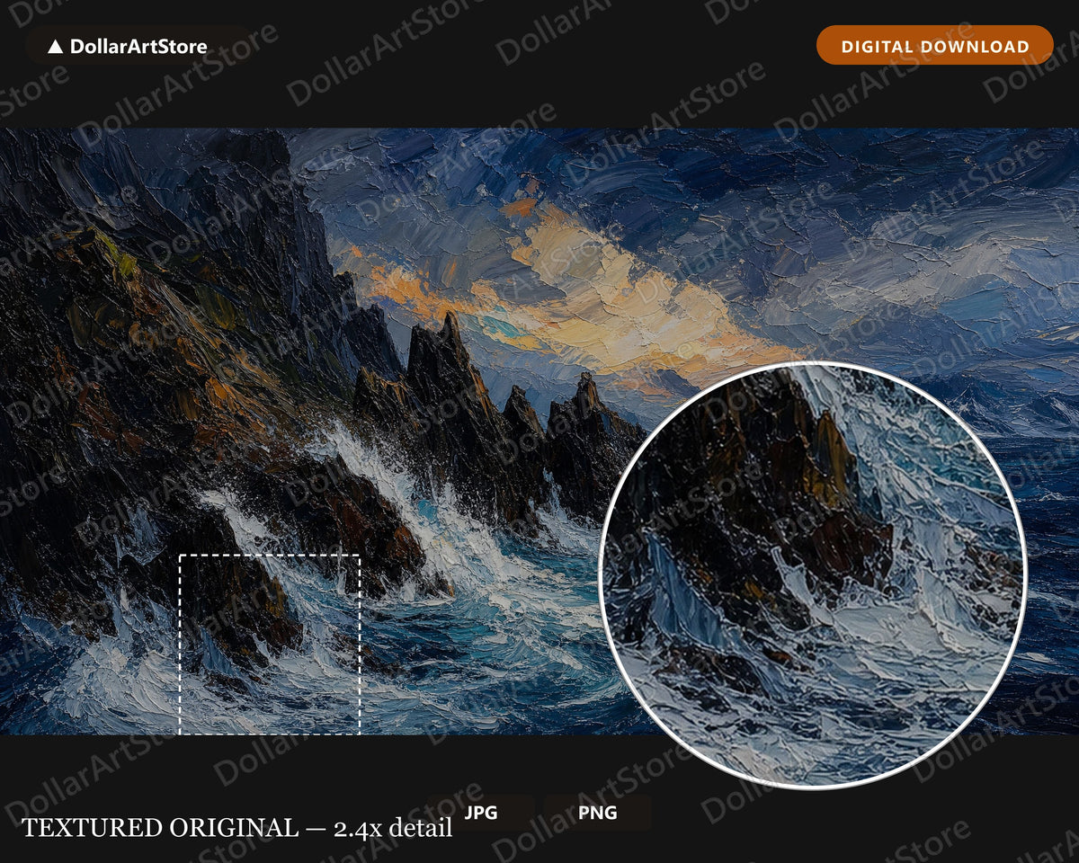 Cozy Arctic Seascape Frame TV Art, Textured Polar Ocean Cliffs, Samsung Frame TV 4K Digital Download