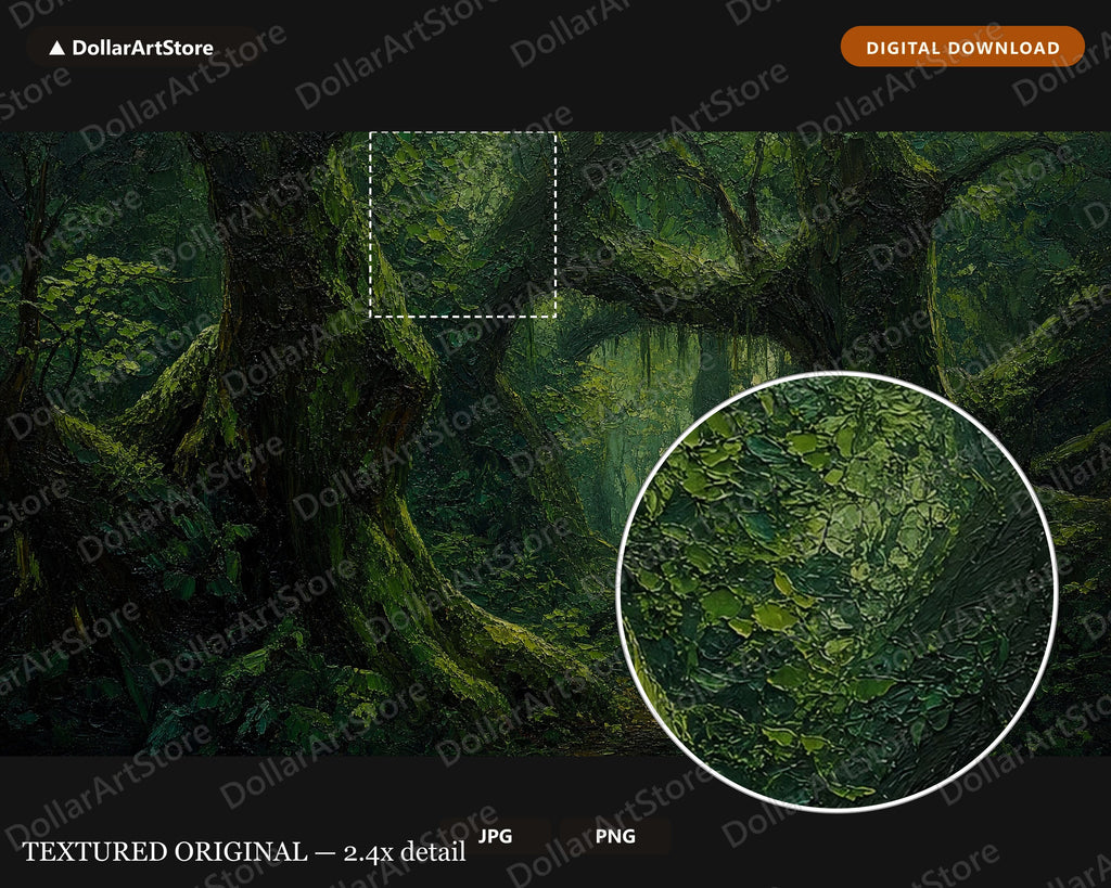Woodland Jungle Forest Frame TV Art, Lush Green Scenery Samsung Frame TV Digital Download, 4K Nature Art
