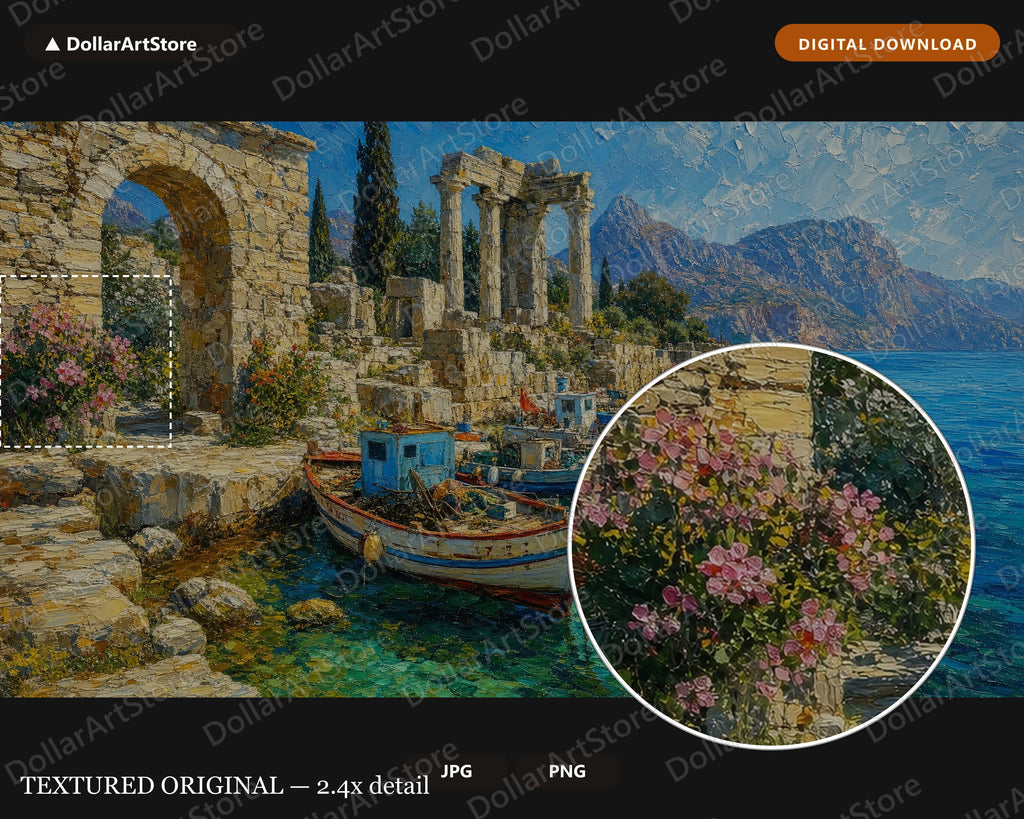 Mediterranean Ruins Frame TV Art, Samsung Frame TV Digital Download, Coastal Scenery 4K