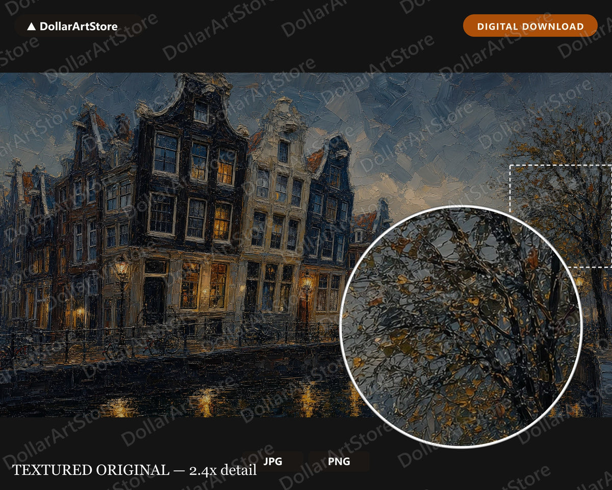 Cozy European Canal Textured Frame TV Art, Samsung TV 4K Digital Download Screensaver