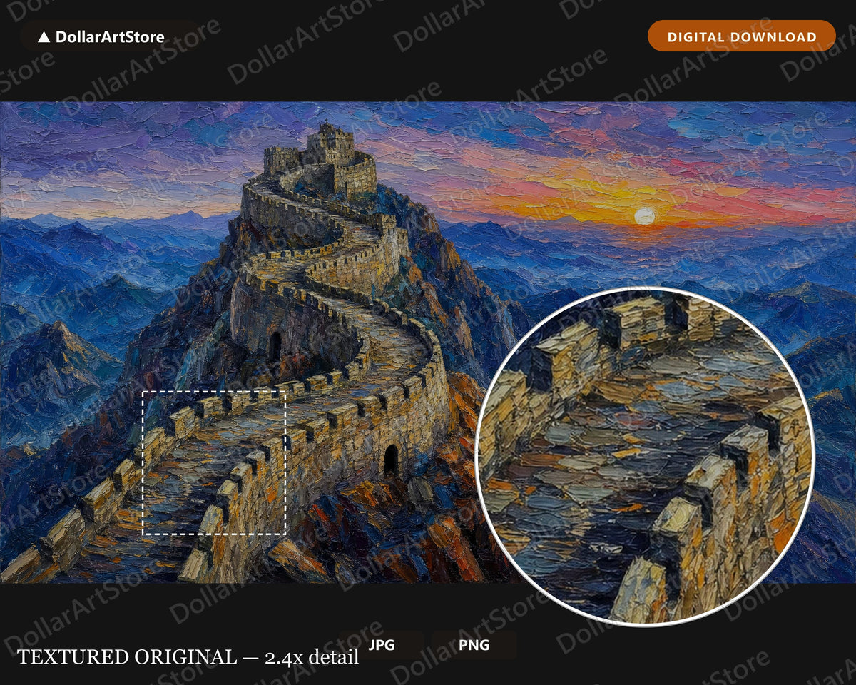 Cozy Great Wall Scenery Frame TV Art, Samsung Frame TV Digital Download, 4K Textured Landscape