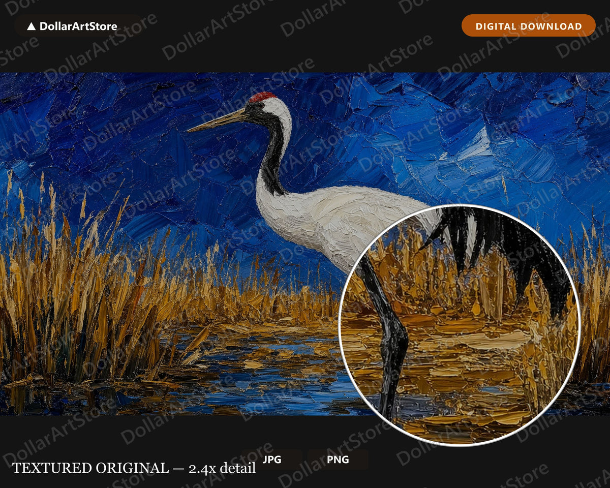 Cozy Crane Frame TV Art, Samsung Frame TV Digital Download, 4K Textured Bird Scenery