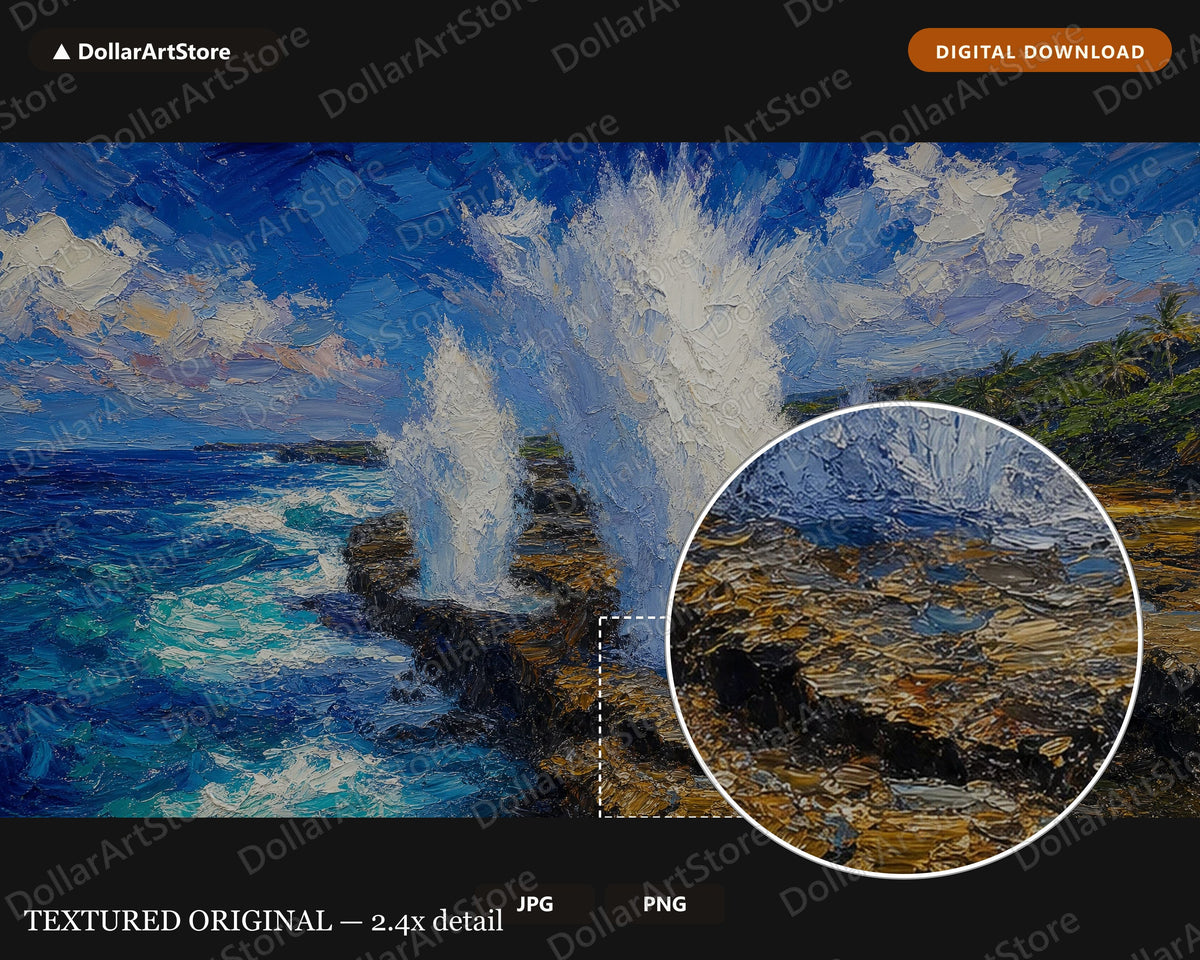Textured Ocean Scenery Frame TV Art, Samsung Frame TV 4K Digital Download, Coastal Blowholes